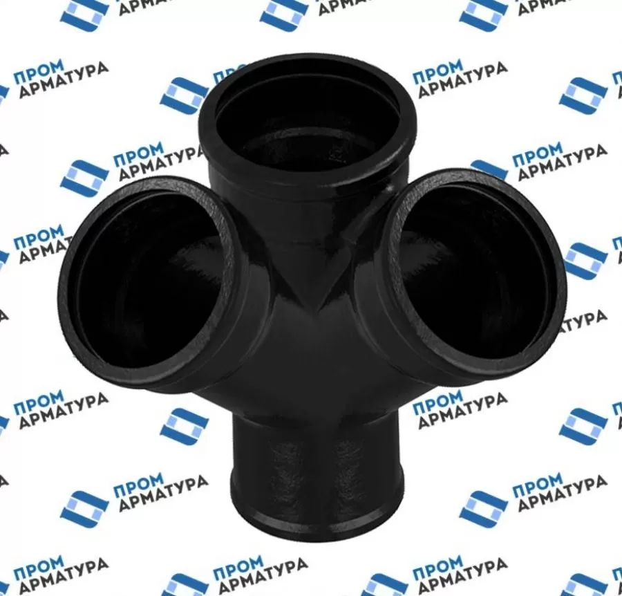 Крестовина чугунная канализационная ГОСТ 6942-98 Ду100 45гр