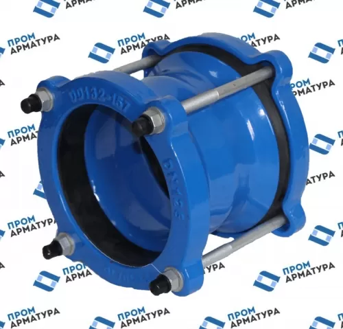 Муфта чугун соединительная для ПЭ труб Ду 100 (Дн 110-110) Ру10/16 ДРК-Е