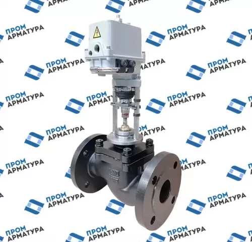 Клапан запорно-регулирующий чугун КЗР 25ч945нж односедельный Ду 100 Ру16 фл с эл/приводом STmini Арма-Пром