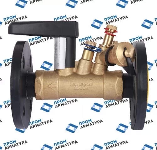 Клапан BROEN балансировочный ручной латунь FODRV фланцевый с измерительными ниппелями Ду15