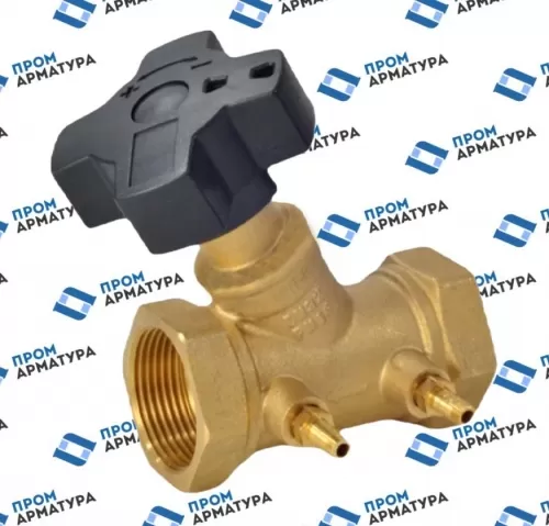 Клапан балансировочный ручной латунь MNT-R Ду15 Rp1/2″ Ру16 Тмакс=120 оС ВР Kvs=4.11м3/ч с измерительными ниппелями Ридан 003Z2331R